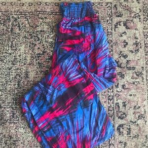 Lightweight Blue/Pink Flowy Wide Leg Pant